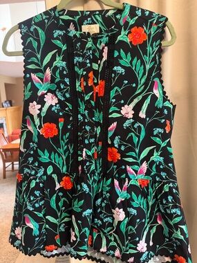 kate spade Black Floral Blouse with Bright Botanical Print